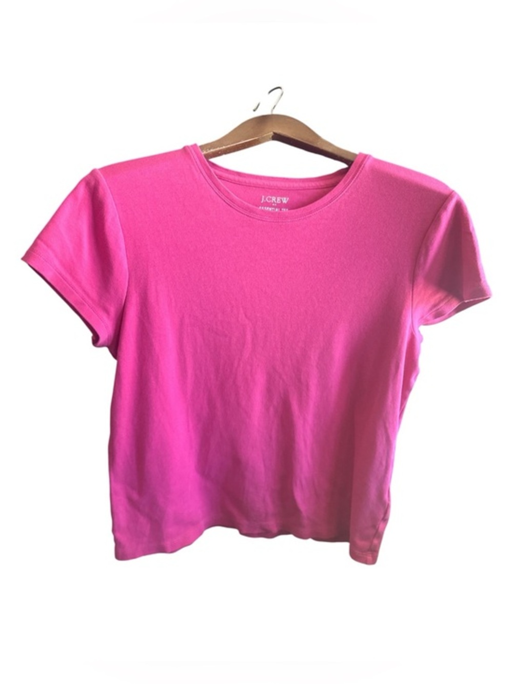 J. Crew Bright Pink Short Sleeve Crewneck Tee Summer Minimalist T-Shirt Large